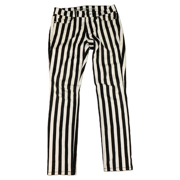 Hot Topic Black & White Stripe Skinny Jeans in 30W x 32L *Beetlejuice Inspired* - Picture 1 of 2